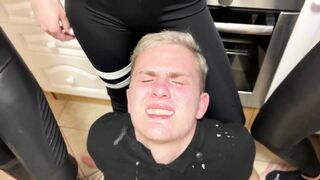 Mouth Spitting Femdom - Russian Sluts Humiliate Their Slave