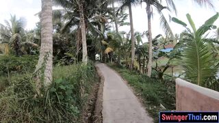 Thai GF with a big butt fucked in garden