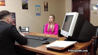 Dildoing and fucking hot milf in the office