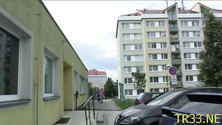 Curvaceous chick rides a massive long sword