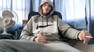 Edging my cock while having a smoke