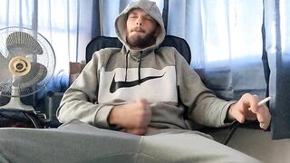 Edging my cock while having a smoke