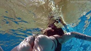 Swimming pool dark hair big ass babe Sheril