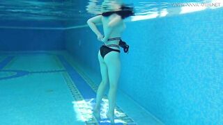 Swimming pool dark hair big ass babe Sheril