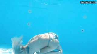 Euro blonde small tits pornstar Zazie swimming naked